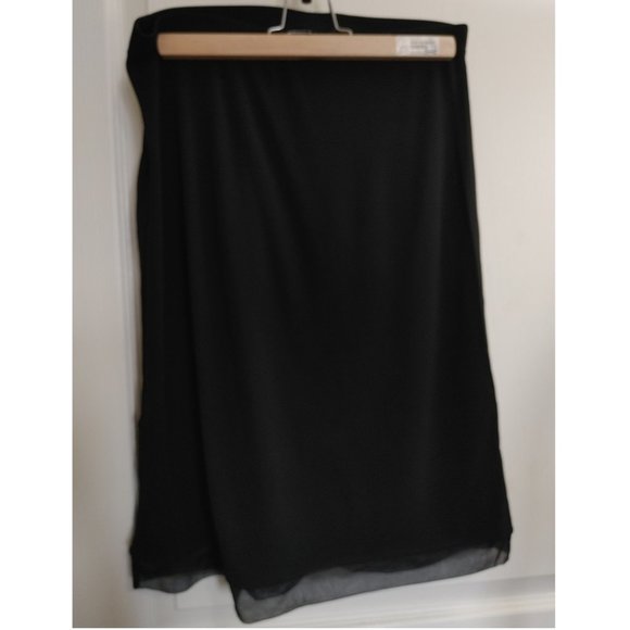 DKNY BLACK SKIRT WITH HEMLINE CHIFFON DESIGN UK S - Picture 2 of 4